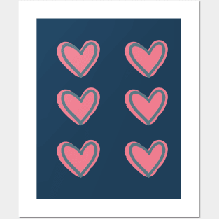 Boho hearts pattern. Posters and Art